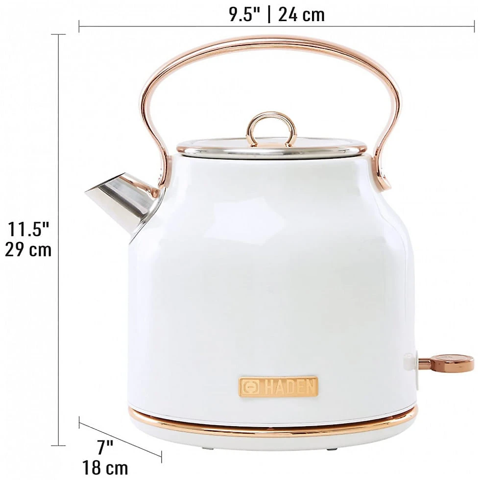 Haden 75089 Chaleira Elétrica 1.7L em Aço Inoxidável com Desligamento Automático e Proteção Contra Fervura, 110V, Branca