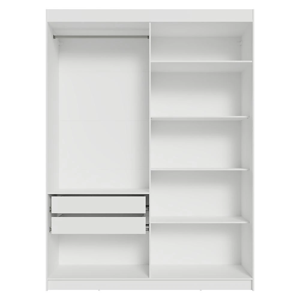Guarda-roupa solteiro 4 portas batentes com espelhos branco/branco/preto venus madesa