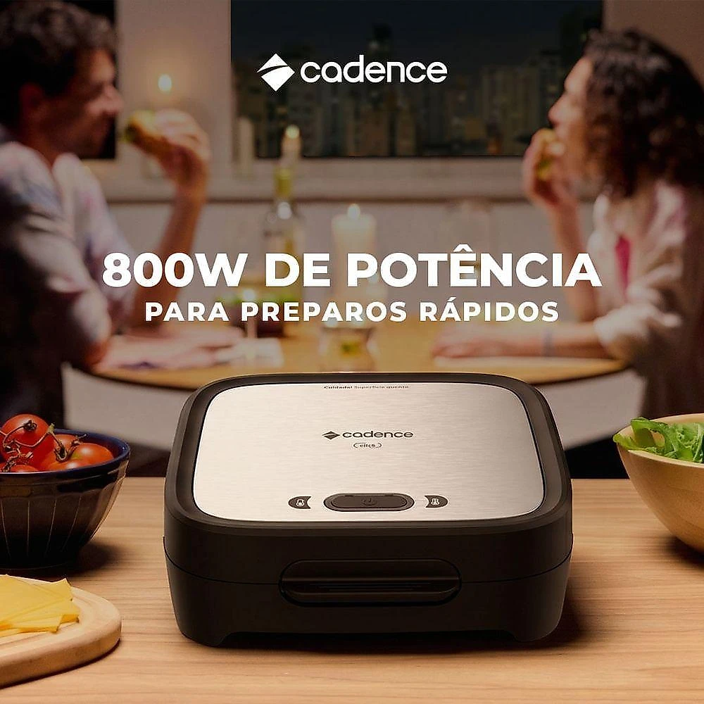 Sanduicheira Elétrica Cadence Click Inox Chapas Profundas 800W Cinza 220V