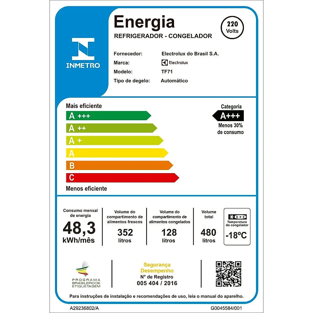 Geladeira Electrolux Frost Free com AutoSense 480 Litros Duplex Branca - TF71 Branco - 110V