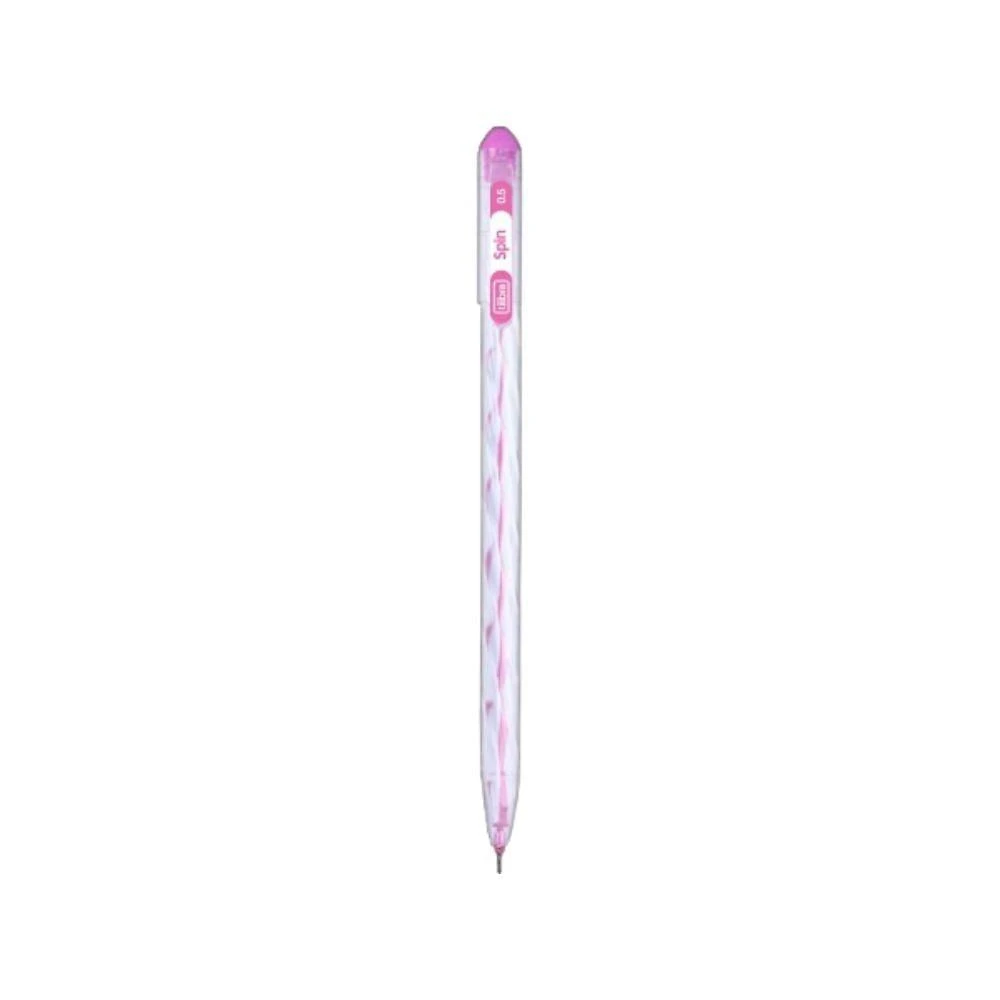 Caneta Esferográfica Tilibra Spin 0,5 mm Ponta Fina com Tinta Fluida de Secagem Rápida Rosa