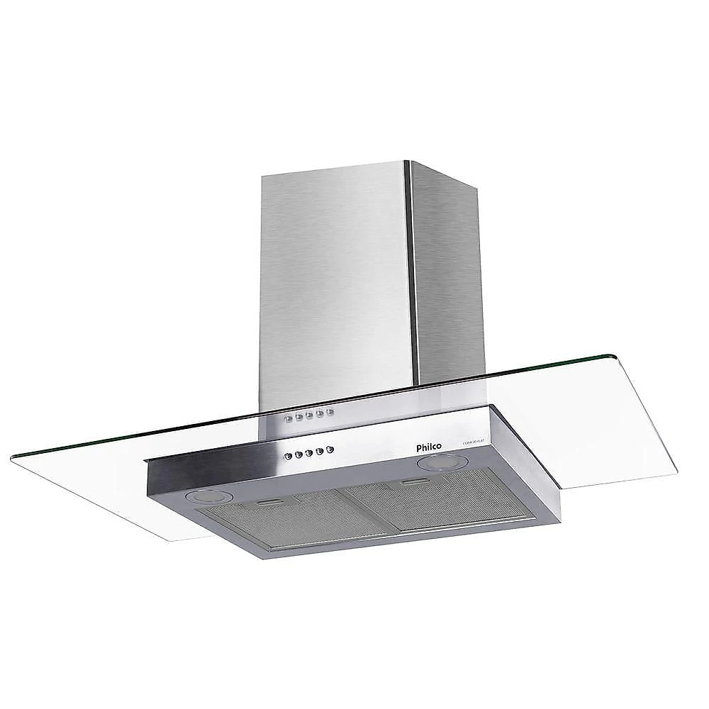 Coifa Flat Philco PCO90I 90cm Led Vidro Inox Exaustor e Depurador 110V