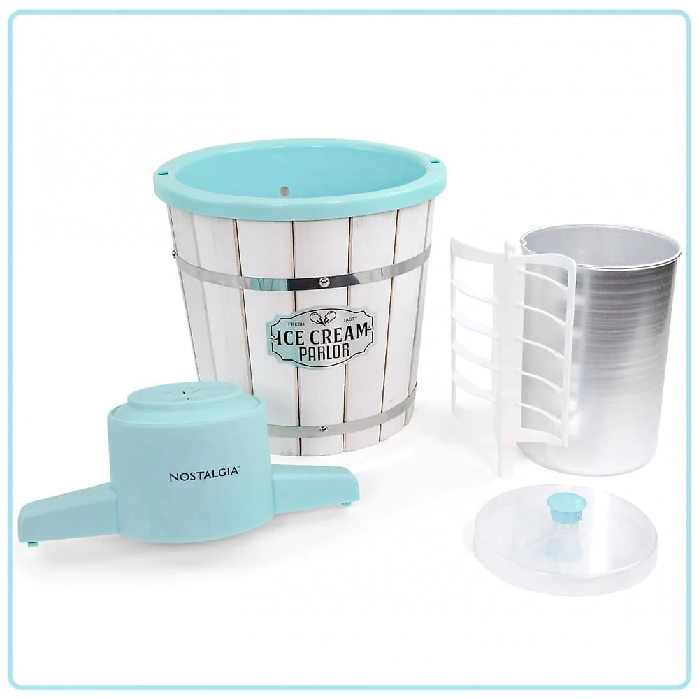 Máquina de Sorvete Elétrica Nostalgia com Balde de Madeira Estilo Parlor, Máquina de Sorvete Macio Antiga que Faz Frozen Yogurt ou Gelato em Minutos,