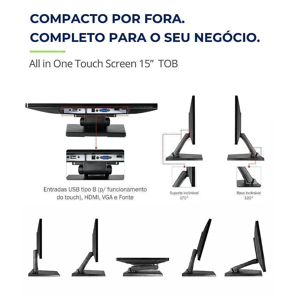 Computador All In One com Impressora de Cupom e Gaveta de Dinheiro All In One Touch 15" Intel N5095