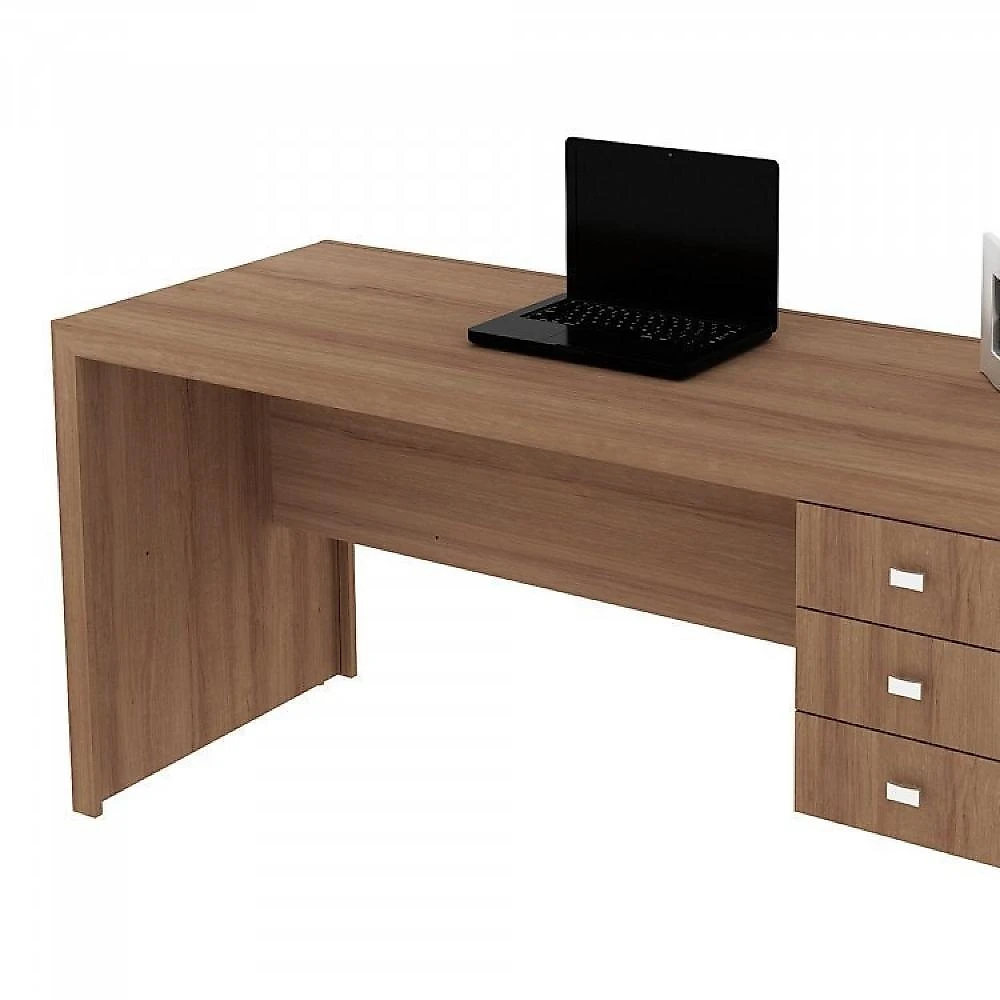 Kit 2 Peças com Escrivaninha 3 Gavetas e Armário Baixo  2 Portas Conjunto Home Office 2 Peças Escrivaninha 3 Gavetas e Balcão 2 Portas Espresso Móveis Amendoa