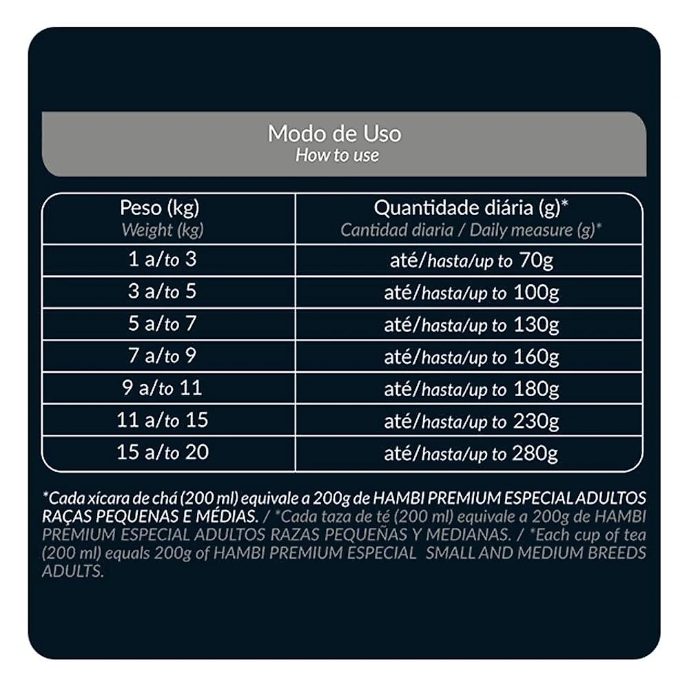 Ração Seca Hambi Premium Especial Frango, Carne e Legumes para Cães Raças Pequenas e Médias