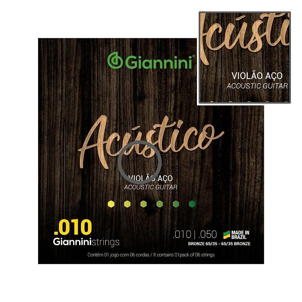 Encordoamento para Violão Aço GESWAM Som Brilhante 6 Cordas Amarelo Giannini