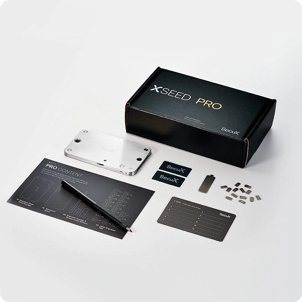 Placa de Recuperação SecuX X-SEED PRO, Alumínio Aeroespacial, Backup de 3x24 Palavras, Resistente a Fogo e Água, Prata - 98-100-000301