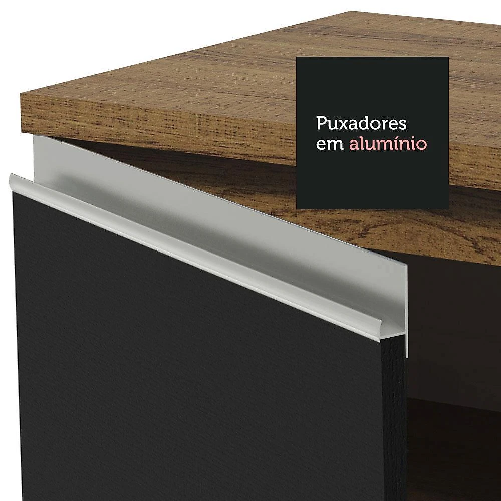 Armário de cozinha completa de canto 349cm rustic/preto glamy madesa 07