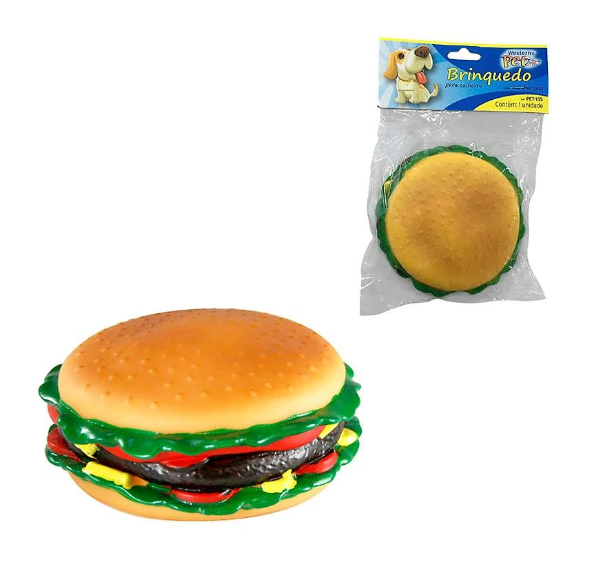 Brinquedo cao hamburguer 12 cm western pet