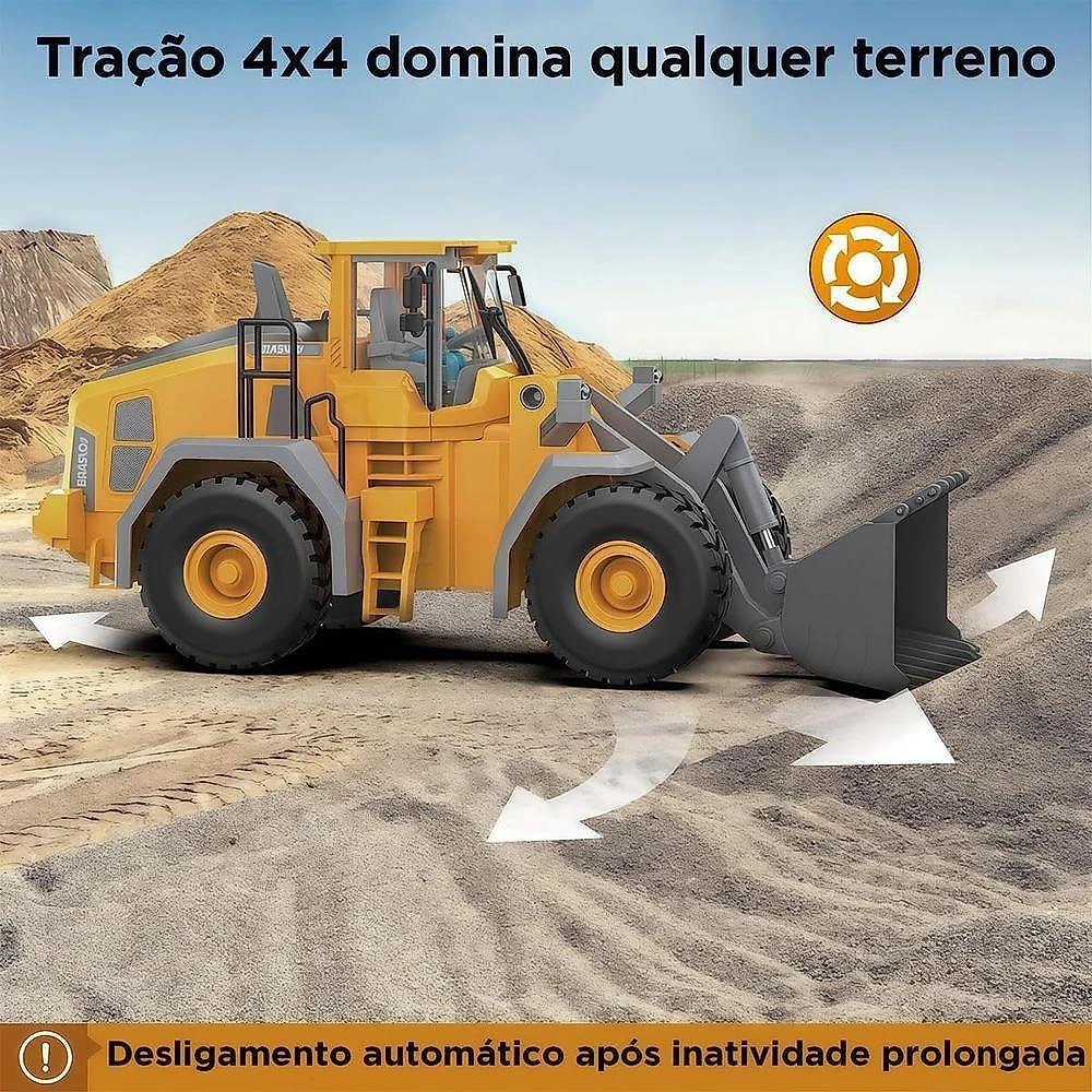 Carregadeira de Controle Remoto 2,4GHz 9 Canais Amarelo