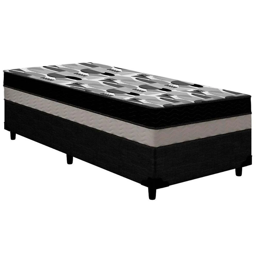 Conjunto Box Solteiro: Colchão Ortobom -ep Iso 100 Double FaceBase Courano Black(88x188x20)