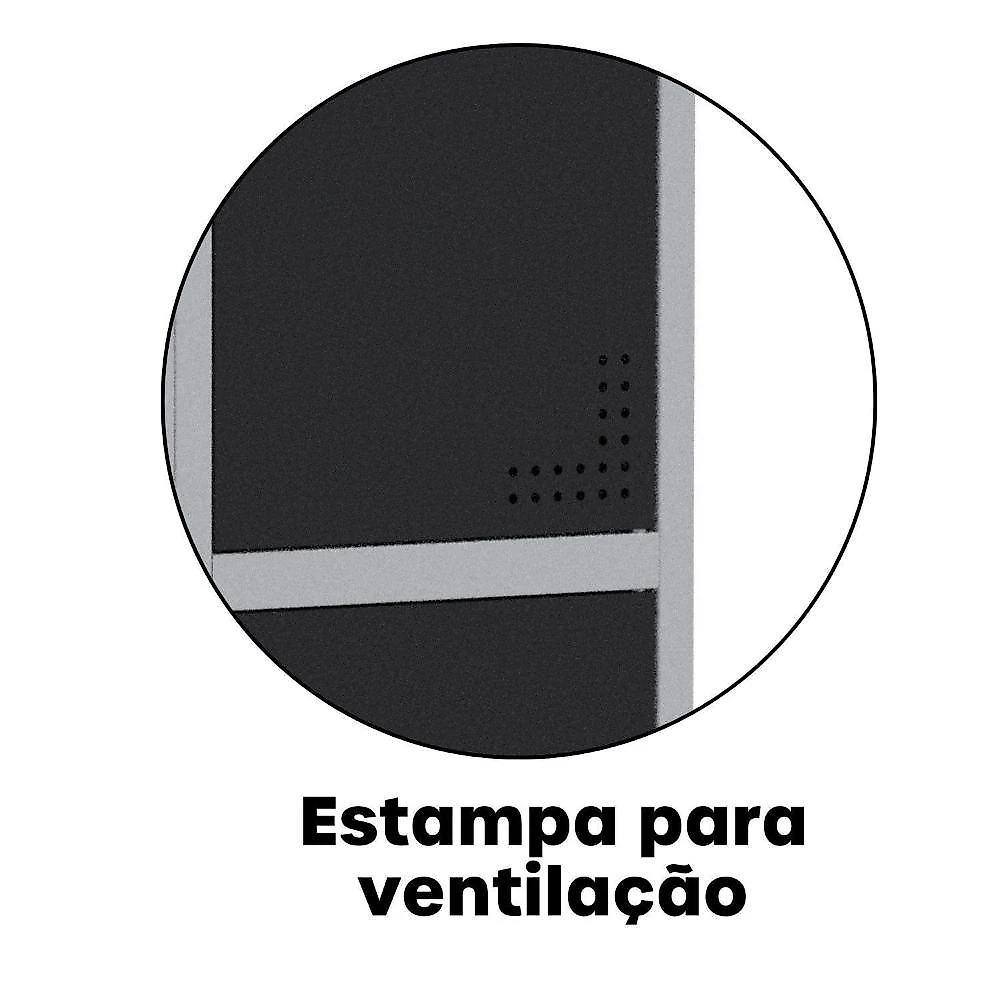 Armário Locker Guarda-volume Aço Light 15 Portas 103,5x179,5cm Cinza/Preto