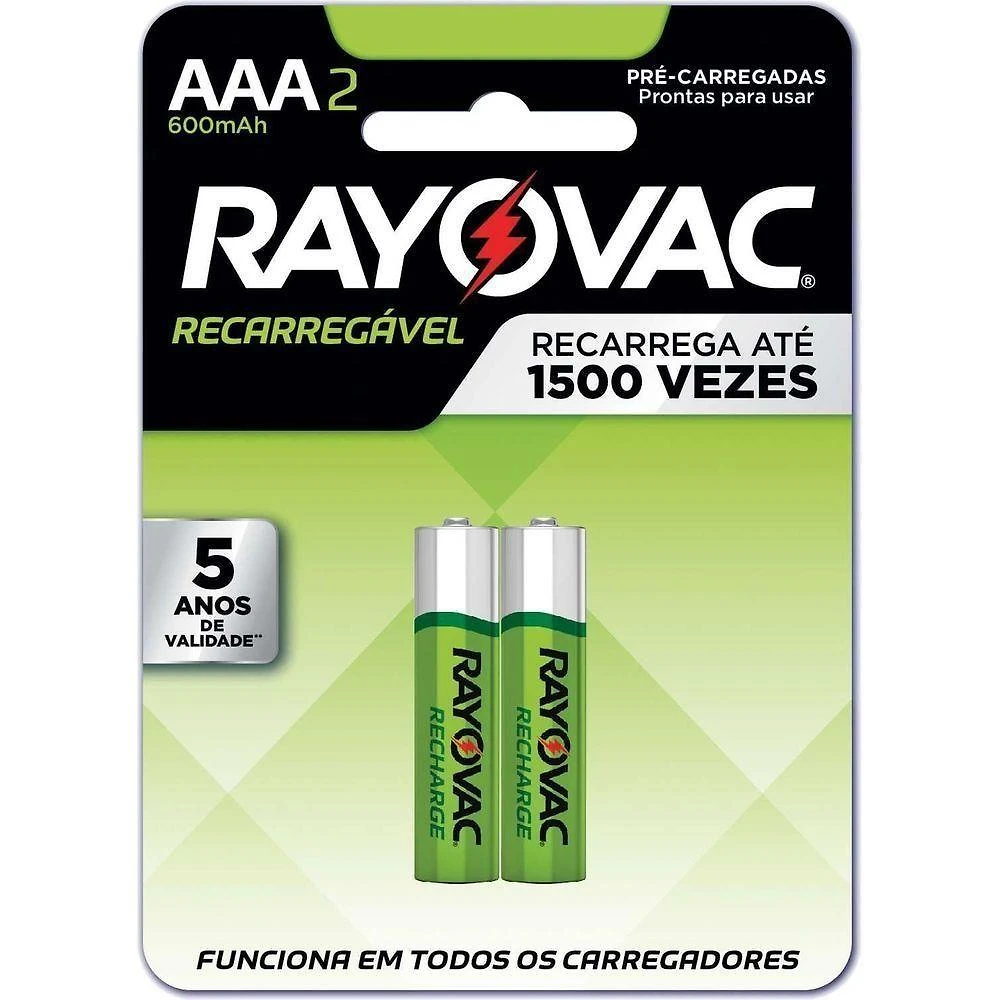Pilha Recarregavel Rayovac Recarregavel AAA NIMH 600MAH 1,2V 12V 2 Unidades 55902