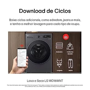Lava e Seca LG WD16GNTS6 16kg/10kg AI DD Wi-Fi TurboWash 360° Vapor Black Inox 110V