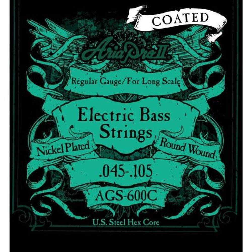 Encordoamento para Baixo 4 Cordas AGS600C Tensão .045-.105 com Tratamento C.R.T. Aria Guitars