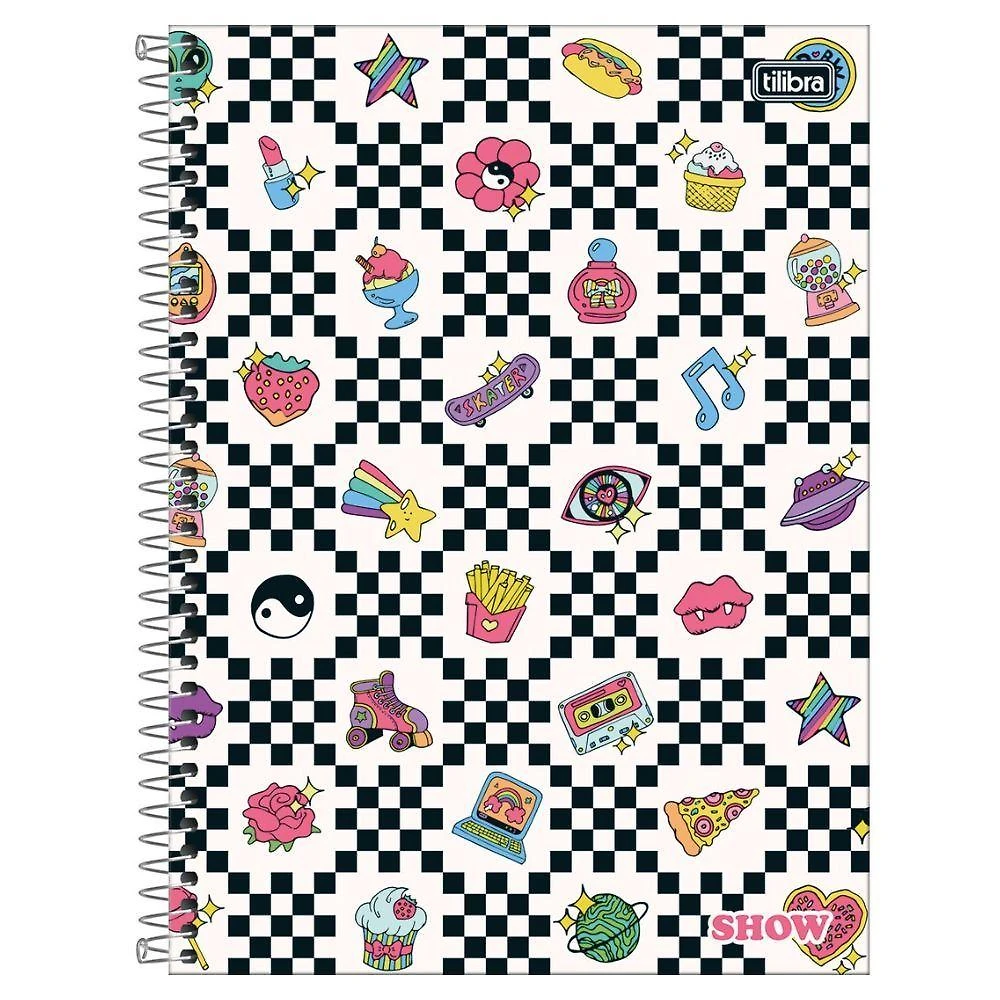 Caderno Espiral Capa Dura Universitário A4 1 Matéria 80 Folhas Feminino Show Tilibra Estampa 1