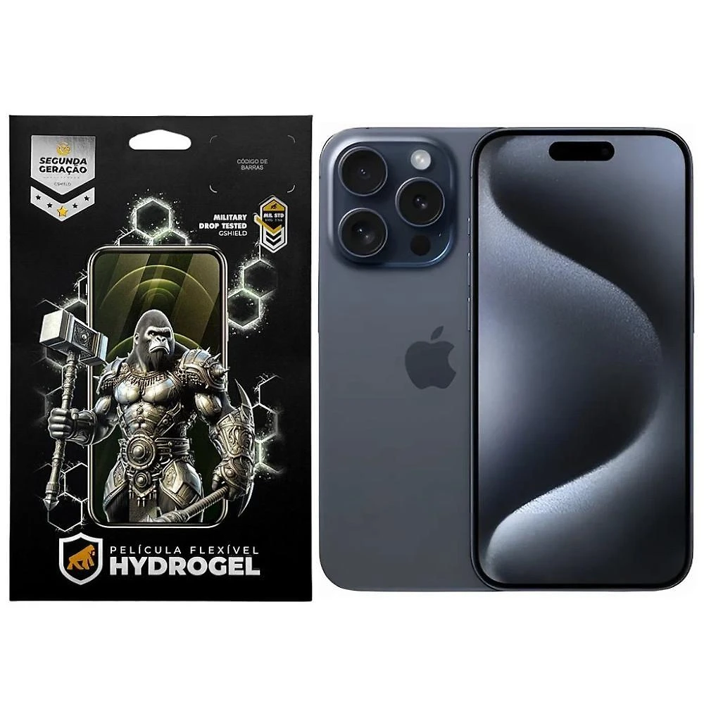 Kit Película para Celular Gshield para Iphone 15 Pro Proteção Completa Frontal e Traseira 0,19MM 2