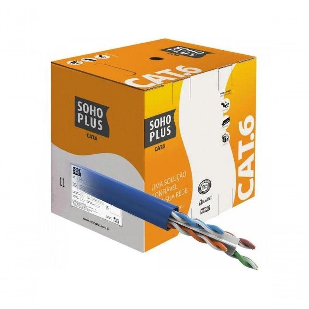 Cabo de Rede Cat.6 Sohoplus CMX 4 Pares 24-23 AWG 305 m U-UTP Azul Furukawa