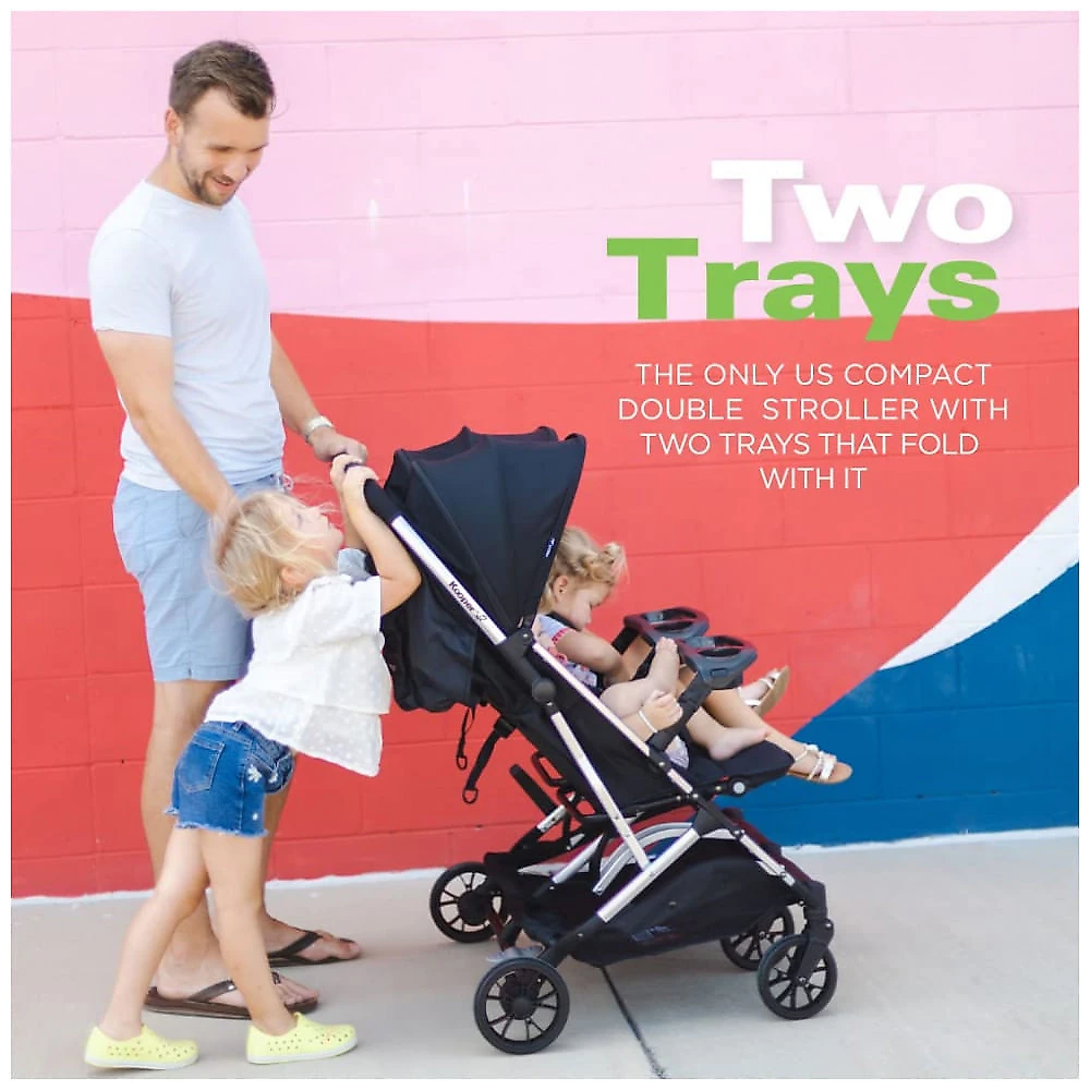 Carrinho de Bebê Duplo com Assentos Reclináveis e Dobra com Uma Mão, Joovy X2, Bege Areia