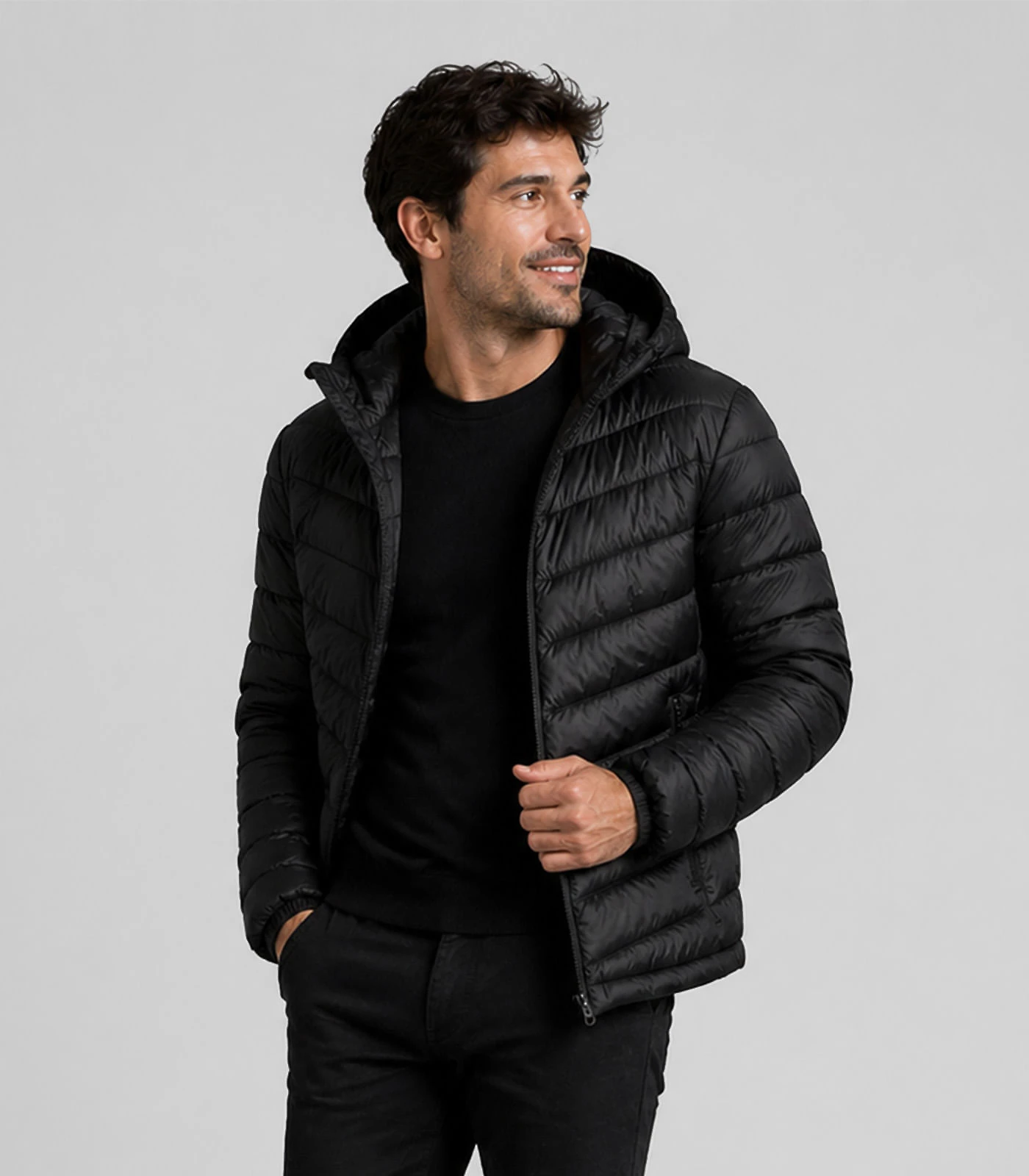 Jaqueta Masculina Em Microfibra Com Capuz Sea Surf Preto