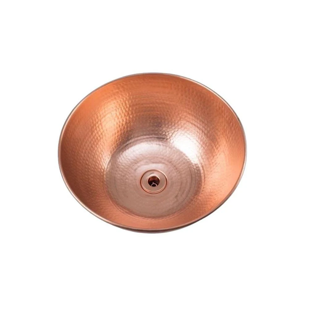 Cuba de Apoio Bojo Redonda Sobrepor Cobre Puro 8L Metal Arte