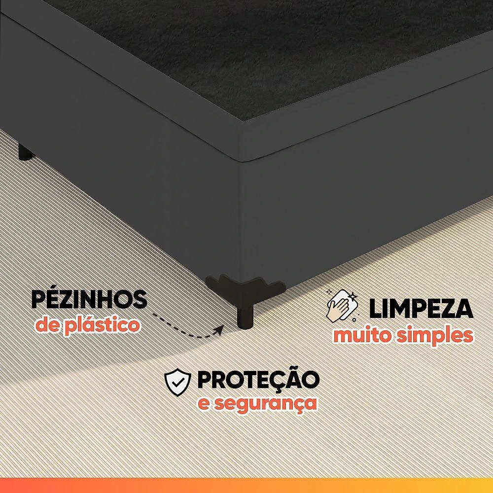 Cama Box King Gazin Colchão Molas Ensacadas Pillow Top Maximus 193x203x66cm Cinza/Preto Cinza/Branco