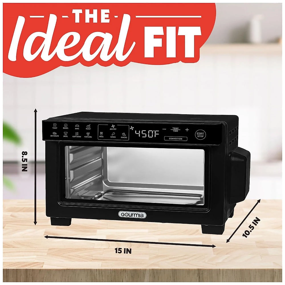 Forno Elétrico Tostador Gourmia Preto Digital Air Fryer 10L Convecção 12 Programas 1000W 110V