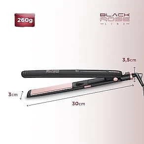 Chapinha | Prancha Mondial P-27 com Chapas de Cerâmica 220°C com Emissão de Íons Black Rose - Bivolt