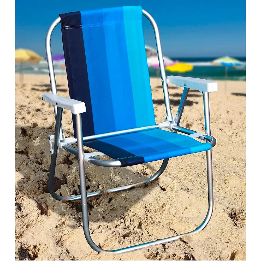 Cadeira de Praia Alta Botafogo em Alumínio Cores Diversas - Item Sortido