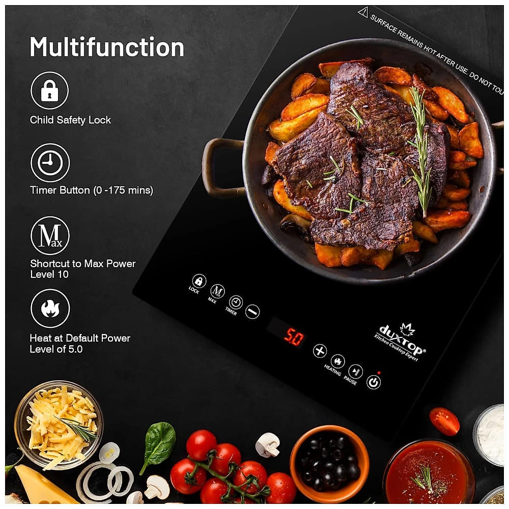 Cooktop Eltrico de Infravermelho Porttil com Controle Digital, 9 Nveis de Potncia, Trava para Crianas e Temporizador, 110V 1600W, Duxtop 9500STIR, 110v