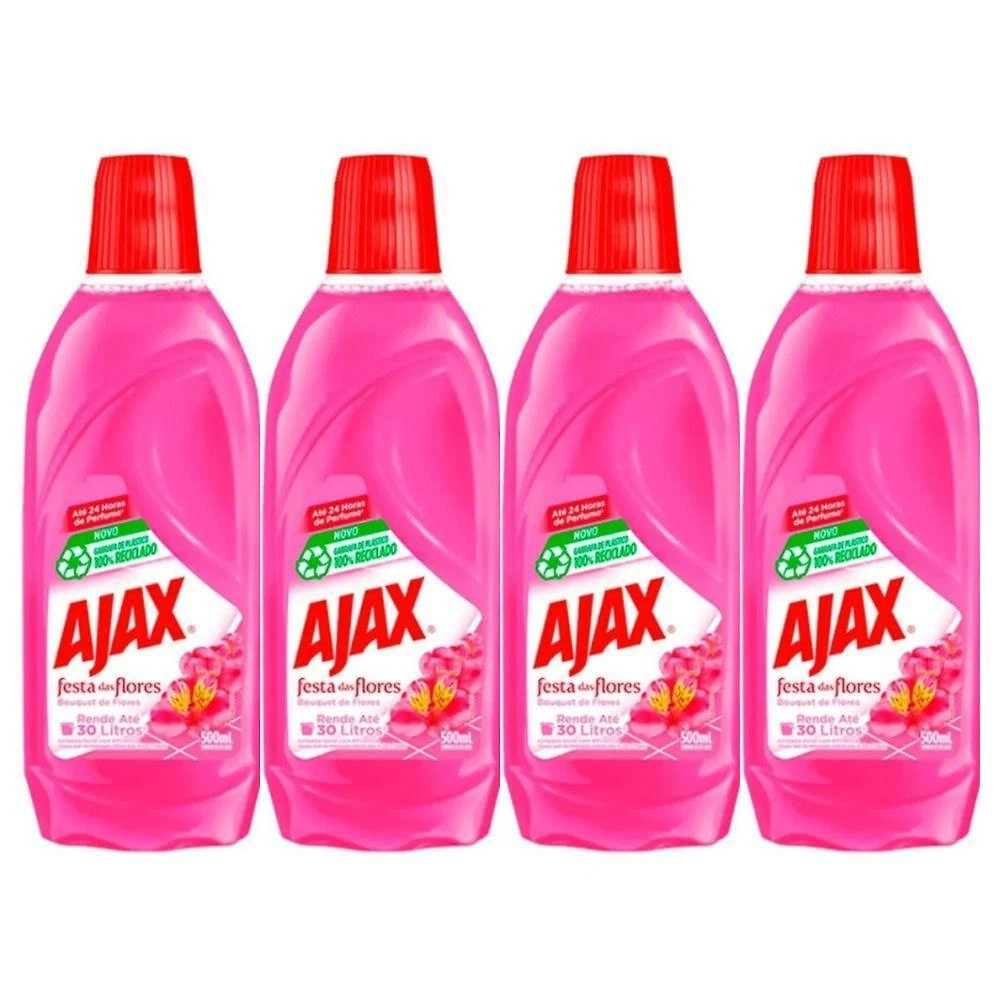 Kit 4 Limpador Ajax Festa Das Flores Bouquet De Flores 500ml