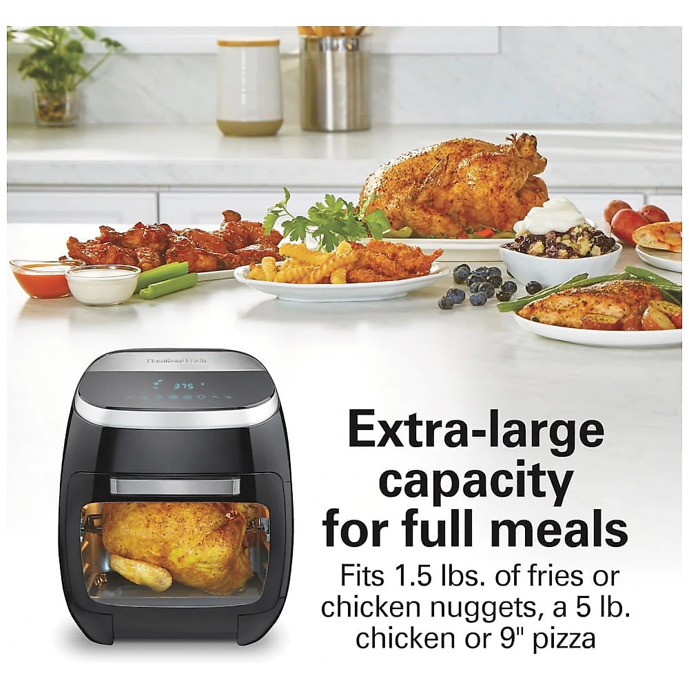 Air Fryer Forno Hamilton Beach Preta 6-em-1 Rotisserie 11 L Digital 8 Funções Pré-Definidas 120V