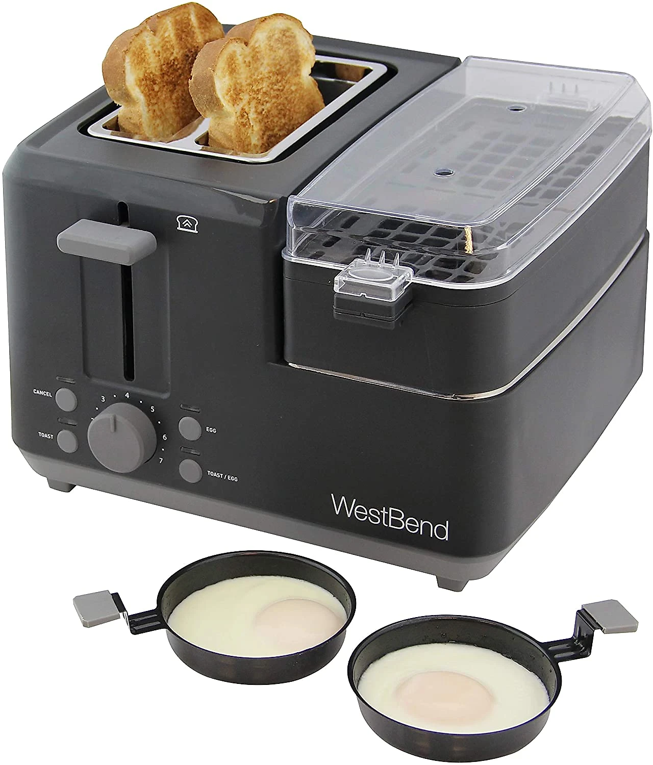 West Bend 78500 Torradeira de 2 Fatias Multifuncional com 7 Níveis e Função Ovos 1200W110V Preto