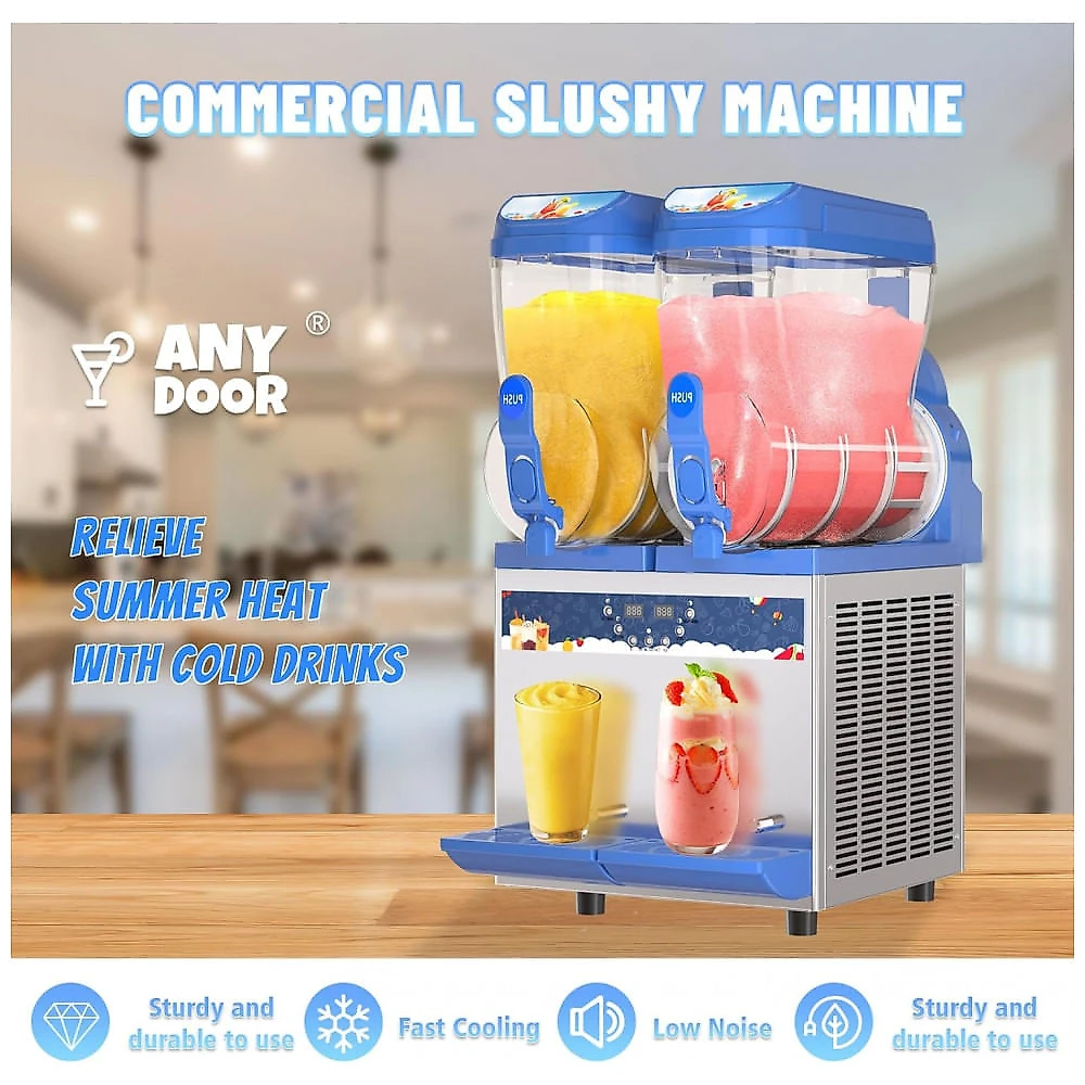 Máquina de Raspadinha Comercial,1000W, Tanques de 30L,Máquina de Slushie em Aço Inoxidável 304,Resfriamento Eficiente, Ideal para Bares, Cafés,AnyDoor Máquina de Raspadinha Comercial,1000W, Tanques de 30L,Máquina de Slushie em Aço Inoxidável 304,Resfriamento Eficiente, Ideal para Bares