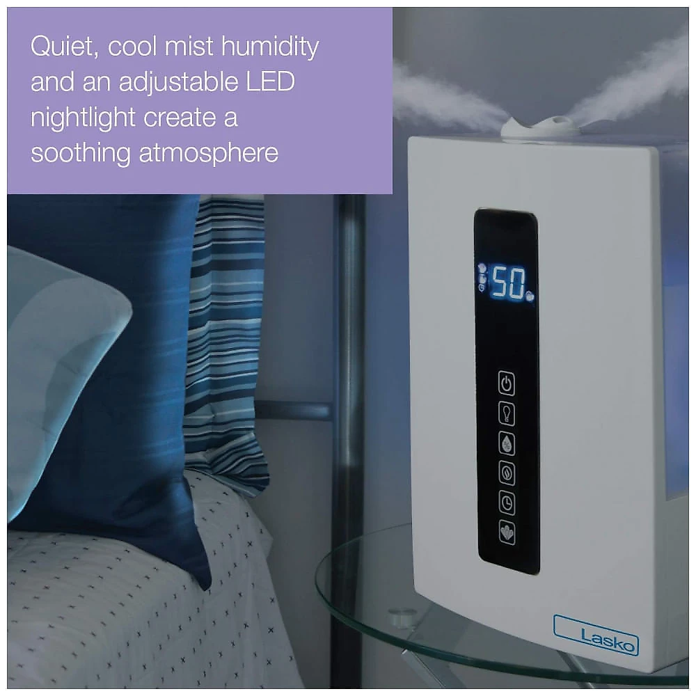 Umidificador Ultrassônico 4,9 Litros com Névoa Quente e Fria para Quarto e Sala, Lasko UH300, Branco