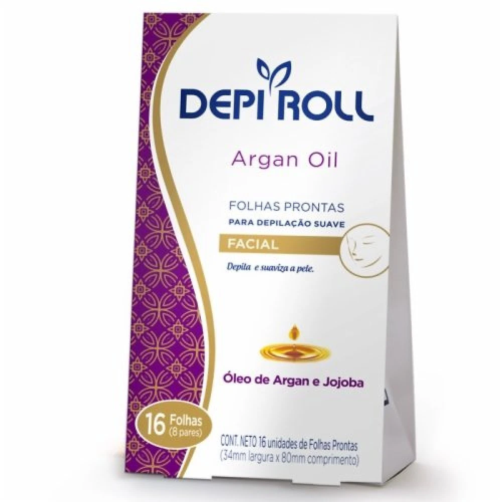 Folha Depilatória Facial Depiroll Argan Oil 16 Unidades