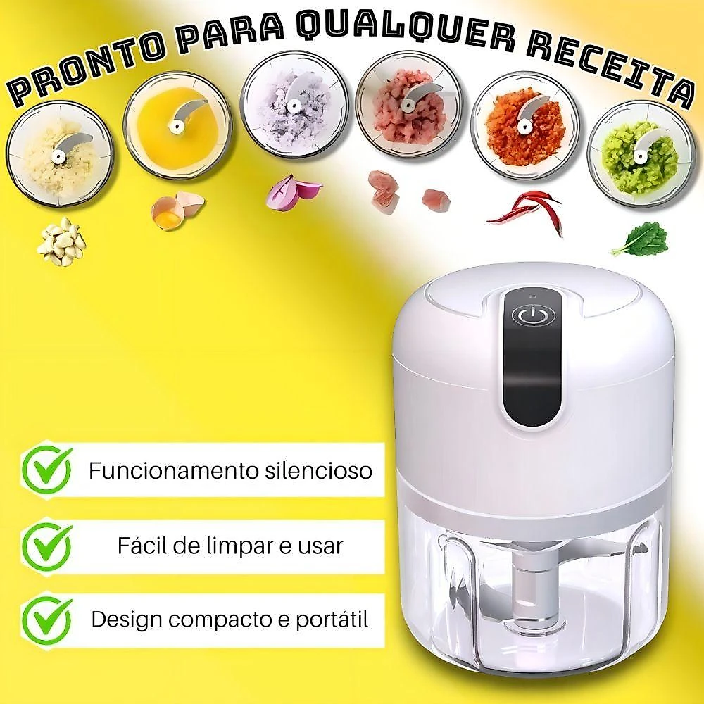 Mini Processador de Alimentos Elétrico sem Fio para Alho e Temperos Portátil 110V