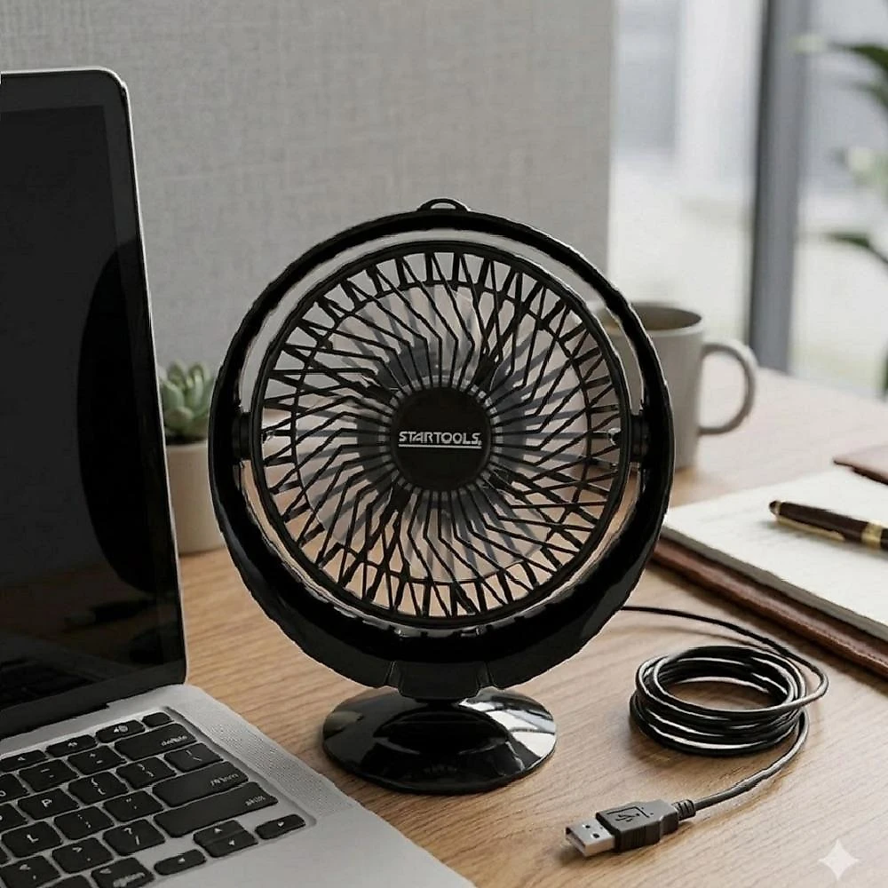 Mini Ventilador de Mesa Yeet 7,5W Usb 2 Velocidades Preto Portátil Silencioso 110V