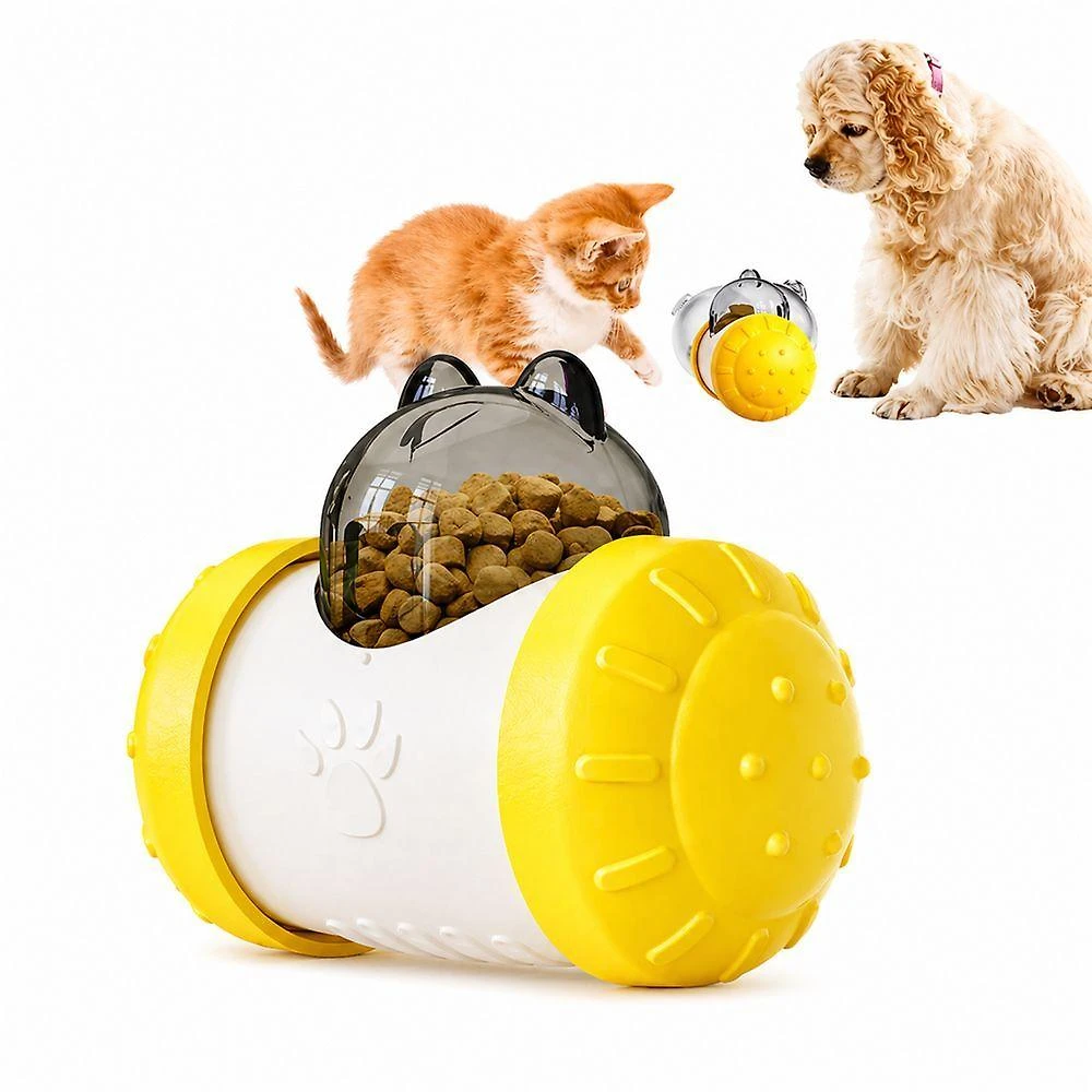 Brinquedo Comedouro Lento Para Pets - Dispensador De Ração Atóxico E Resistente Para Cães E Gatos - Amarelo