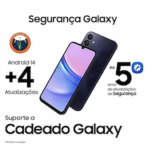 Smartphone Samsung Galaxy A15 4G Azul Escuro 128GB 4GB RAM Processador Octa-Core Câmera Tripla Traseira Selfie de 13MP Tela Infinita 6.5" 90Hz
