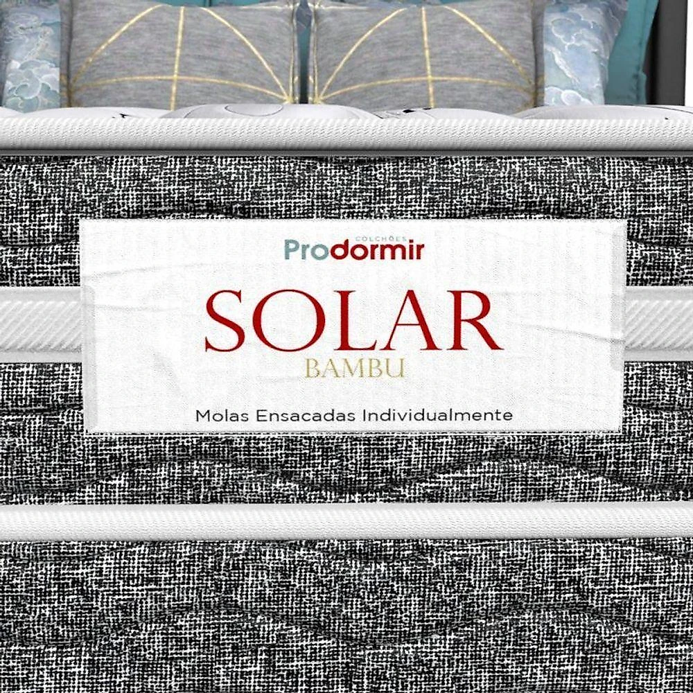 Conjunto Box Solteiro Mola Ensacada Prodormir Solar Bambu Cinza