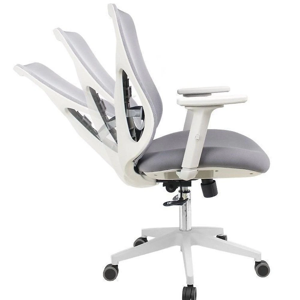 Kit com 6 Cadeiras Office Diretor Ajustavel e Ergonomica com Nr 17 Everest Gelo Cinza