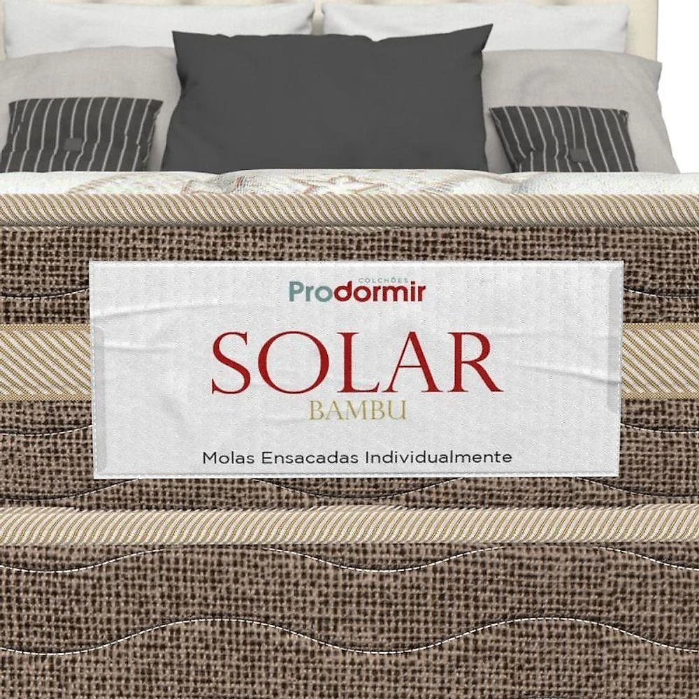 Conjunto Box Viúva Mola Ensacada Prodormir Solar Bambu Bege