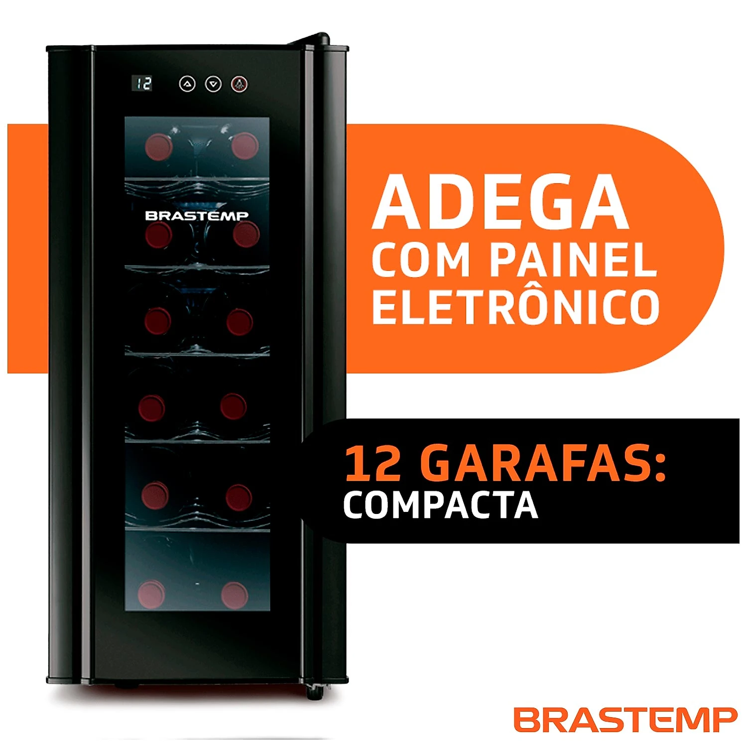 Adega Brastemp para 12 Garrafas Preta Iluminação LED com Painel Eletrônico - BZC12BE 110