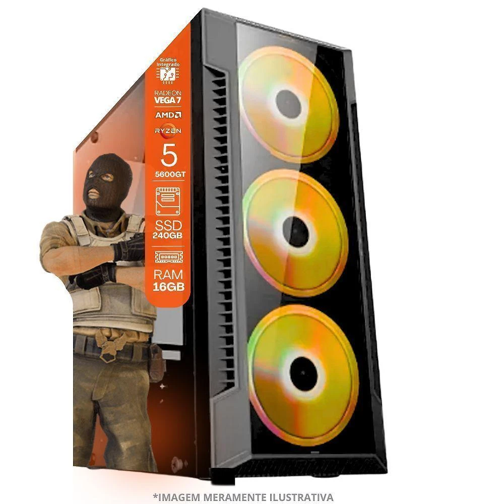 Pc Gamer Amd Ryzen 5 5600gt, 16gb Ram, Placa De Video Radeon Vega 7, Ssd 240gb, Fonte 550w