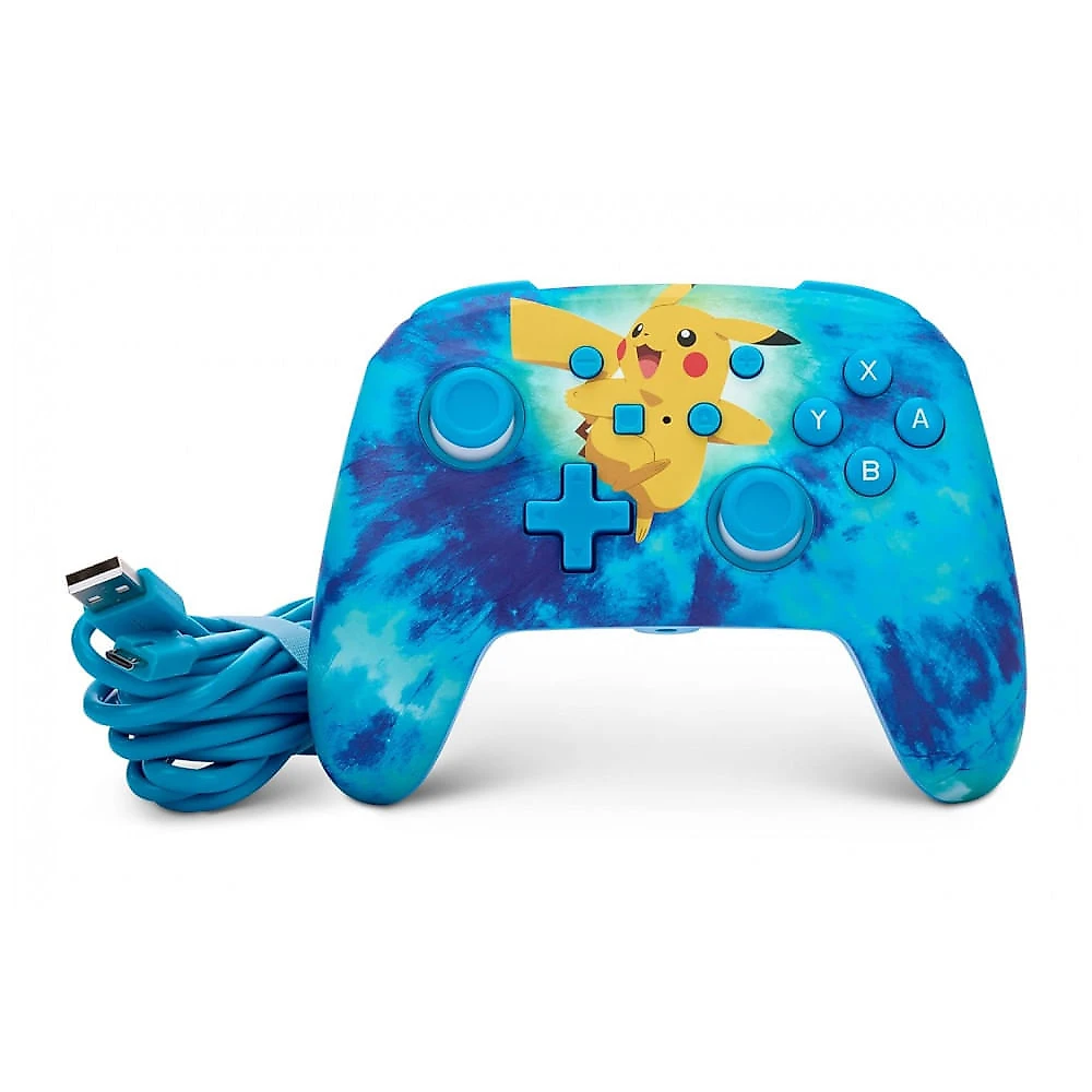 Controle PowerA Enhanced com fio para Nintendo Switch e Switch 2 Pikachu Tie Dye com botões avançados mapeáveis