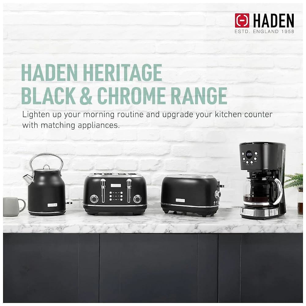 Conjunto cafeteira elétrica 12 xícaras e torradeira 2 fatias Haden Heritage turquesa e cromo 1000W 110V
