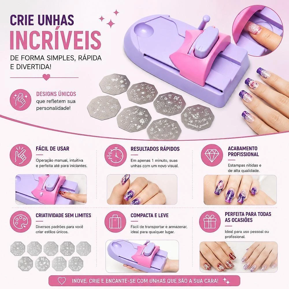 Máquina de Impressão de Unhas Pintador Automático com Operação Manual Branco