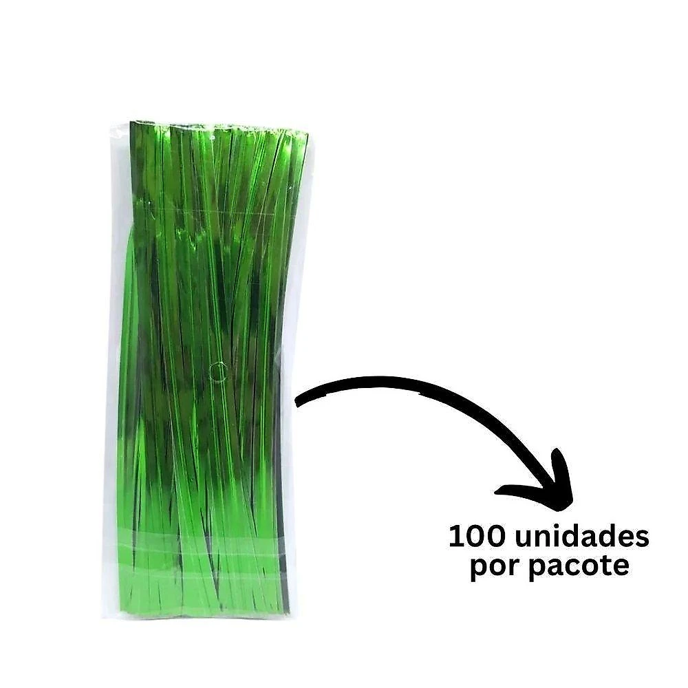 Jogo Fecho Prático Aramado Flexível Verde 100 Unidades 11cm - Magizi